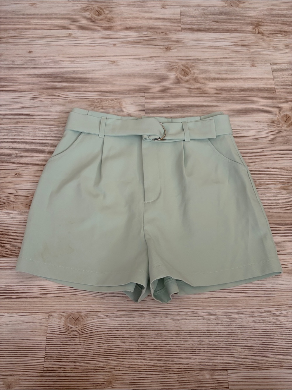 Forever 21 Mint Green High-Waist Belted Bermuda Shorts